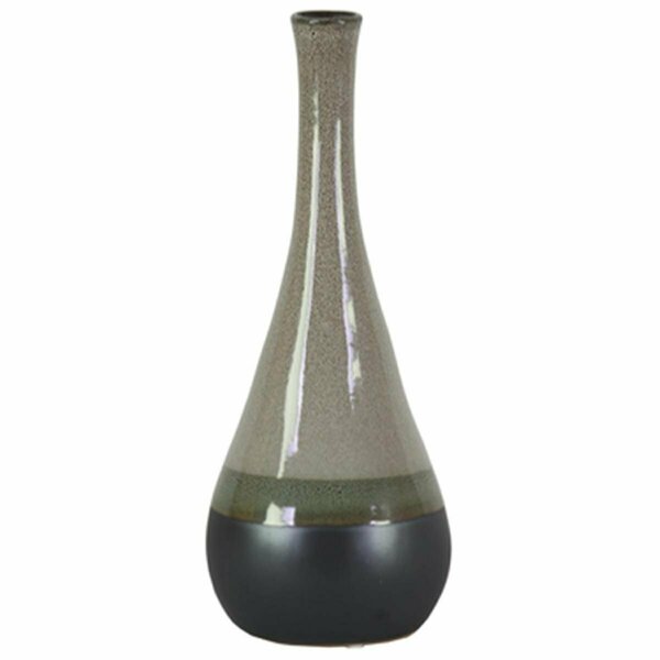 Urban Trends Collection Stoneware Bellied Round Vase with Small Mouth, Gray - Large 11428